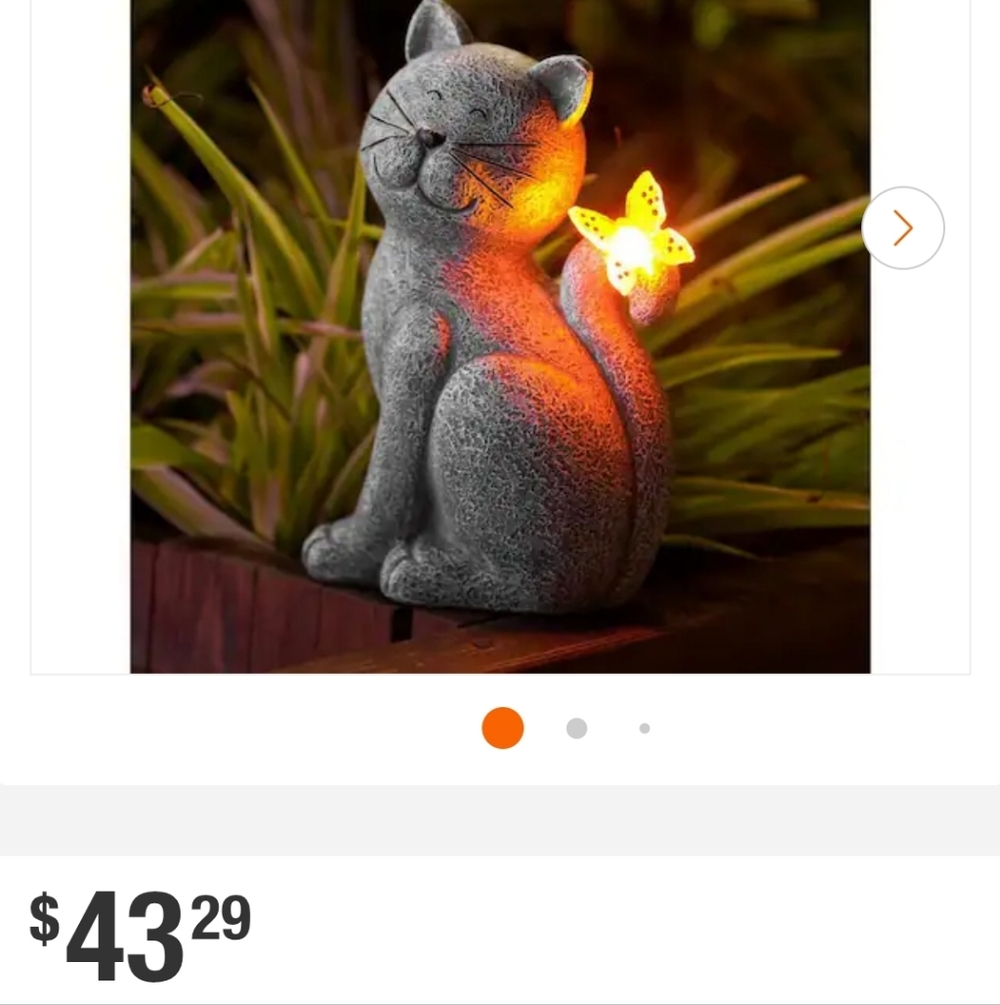 Solar Cat Statue - Gray - Picture 4 of 4